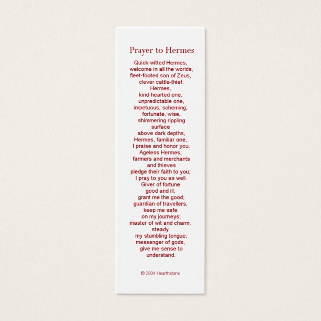 Hermes Prayer Card (Frente)
