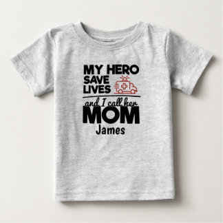 Hero Mãe Personalizada Ambulância Bebê T-Shirt