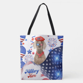 Herói Militar Weimaraner Tote Bag