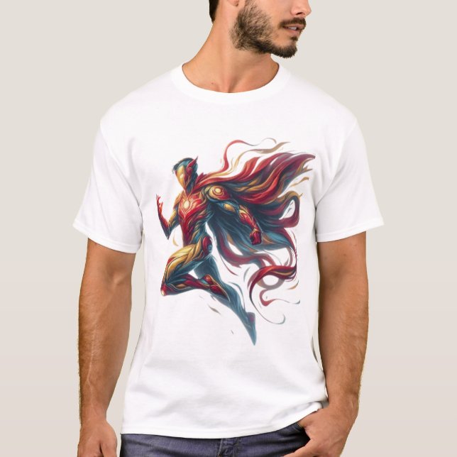 Heroico Brilho: T-Shirt De Arte Super Herói Pintad (Frente)
