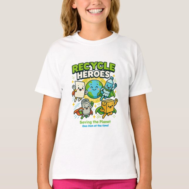 Heróis da Reciclagem – Camiseta do Dia da Reciclag (Frente)