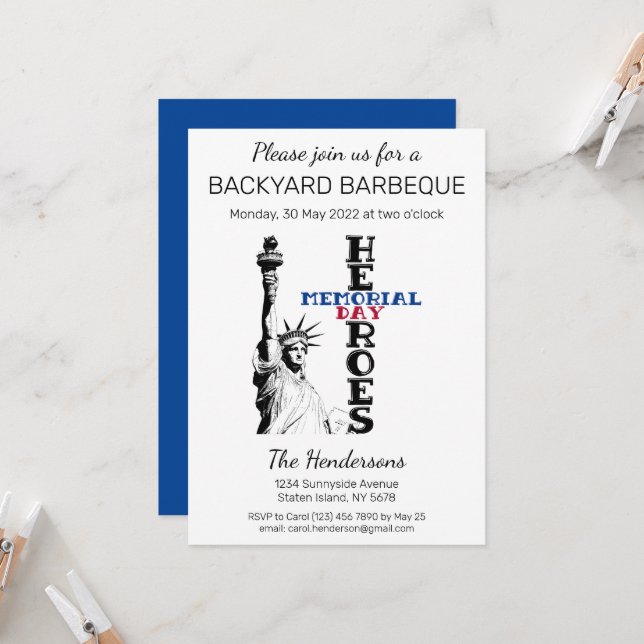 Heróis do Dia do Memorial Convite (Frente/Verso In Situ)