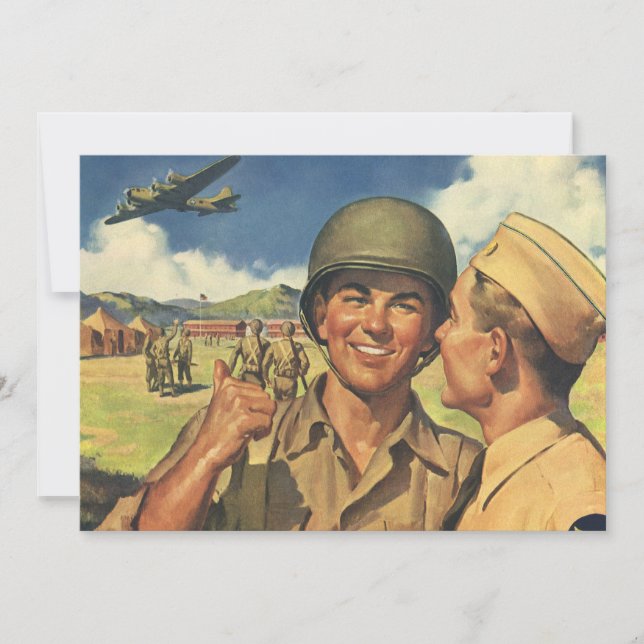 Heróis Patrióticos Vintage, Homens de Avião Milita (Frente)