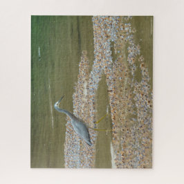 Heron e caranguejos-bebês, quebra-cabeça de serra-