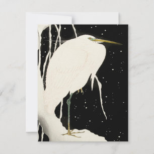 Heron na neve - Ohara Koson - Cartão de Arte Vinta