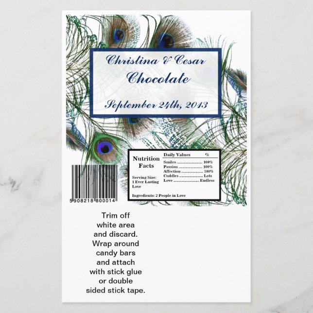 Hershey's Large Bar Wrapper Peacock Feather Blue (Frente)