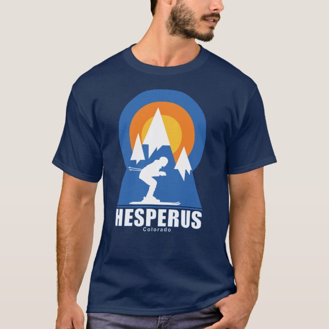 Hesperus Ski Sunset Retro T-Shirt (Frente)