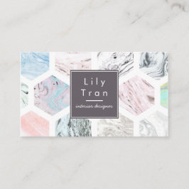 Hexagon Watercolor Marble Cartão de visita