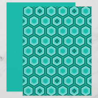 Hexagonal Kimono Impressão, Teal, Aqua e White