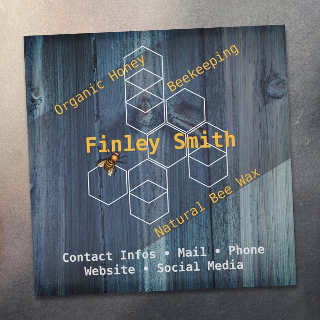 Hexágono da abelha de mel ・ Textura de madeira azu (Criador carregado)