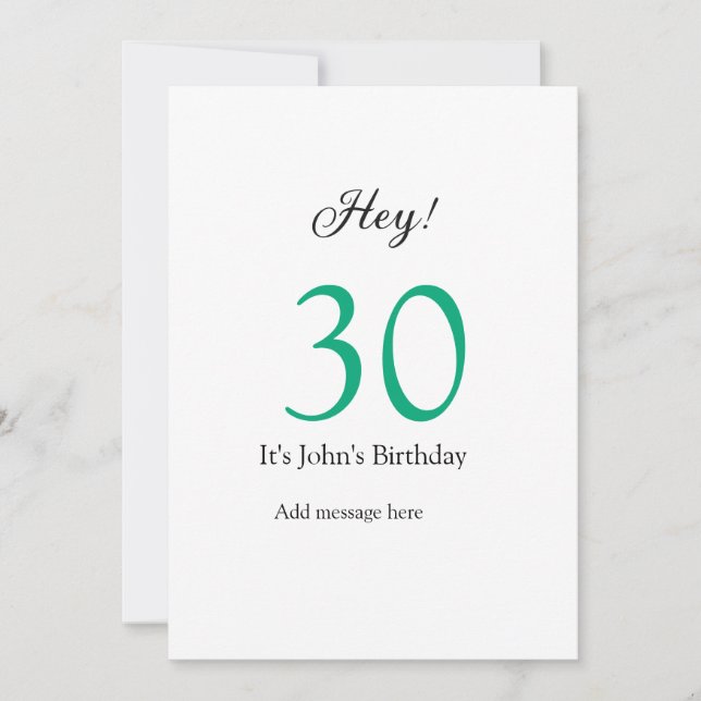 Hey it's 30th birthday green black bold letter nam (Frente)