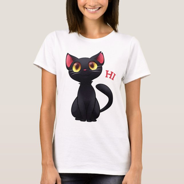 Hi Black Cat T-Shirt (Frente)