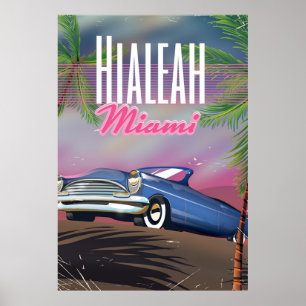 Hialeah Florida EUA poster de viagens dos anos 80