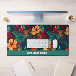 Hibisco Colorido, Floral Verde Amarelo Laranja