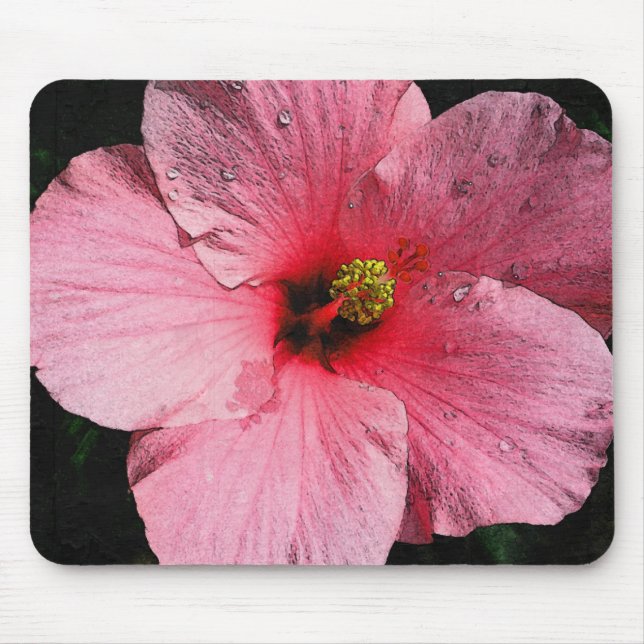 Hibiscus cor-de-rosa Mousepad (Frente)