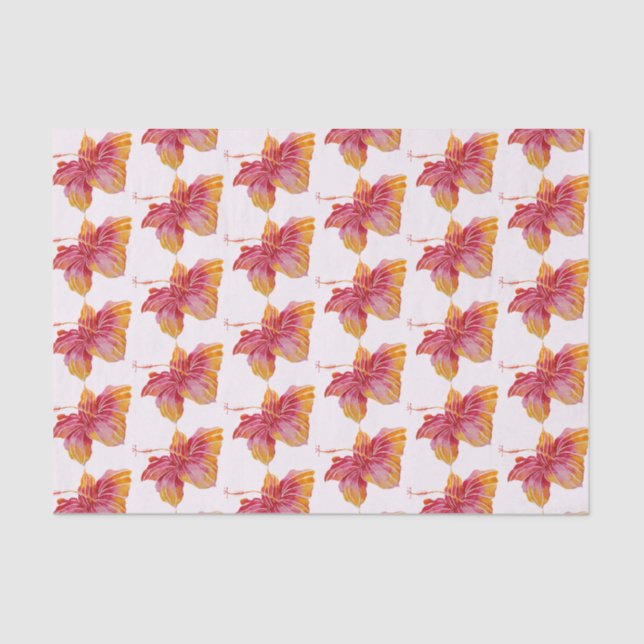 Hibiscus Floral Padrão de 10 lb Papel Tecido (Frente )