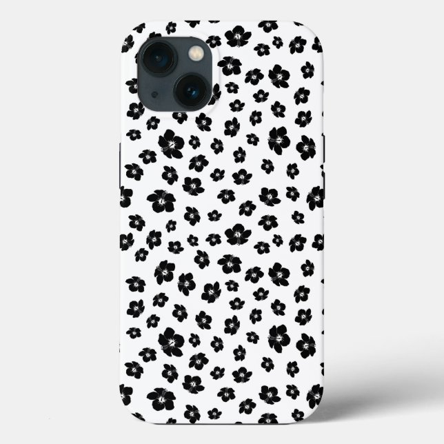 Hibiscus Floral Preto e Branco (Verso)