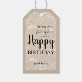 Hibiscus Floral Sketch Taupe Surgindo Etiquetas de