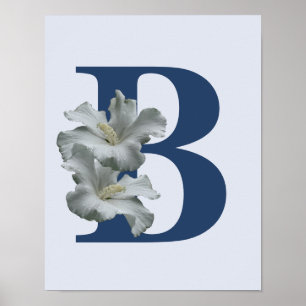 Hibiscus Flower Monograma inicial B Poster