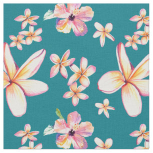 Hibiscus tropical e Plumeria Tecido havaiano