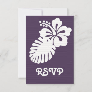 Hibiscus tropical em Cartão RSVP Roxo