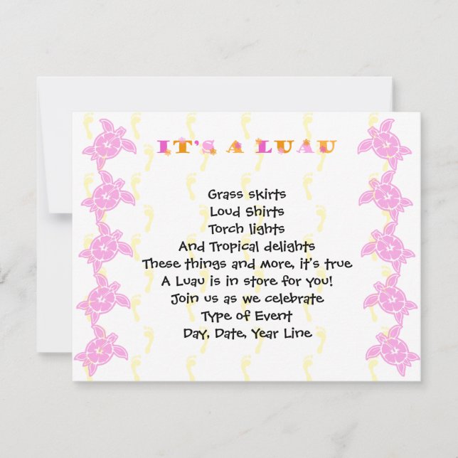 Hibiscus Turtle Luau Convite de festas (Frente)