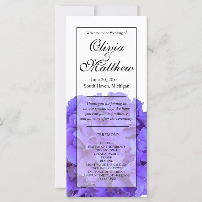 Hídrangas florais roxas Elegantes (Frente)