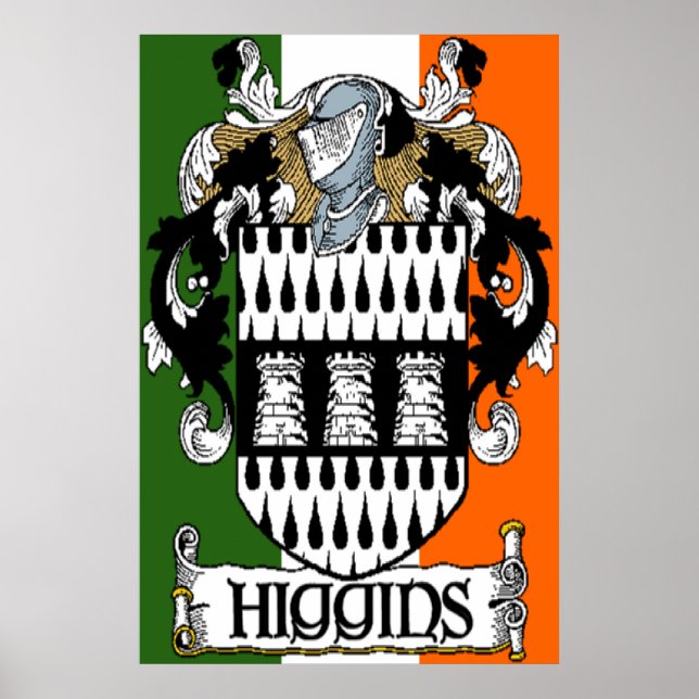 Higgins Casaco de Arms Irish Flag Impressão (Frente)