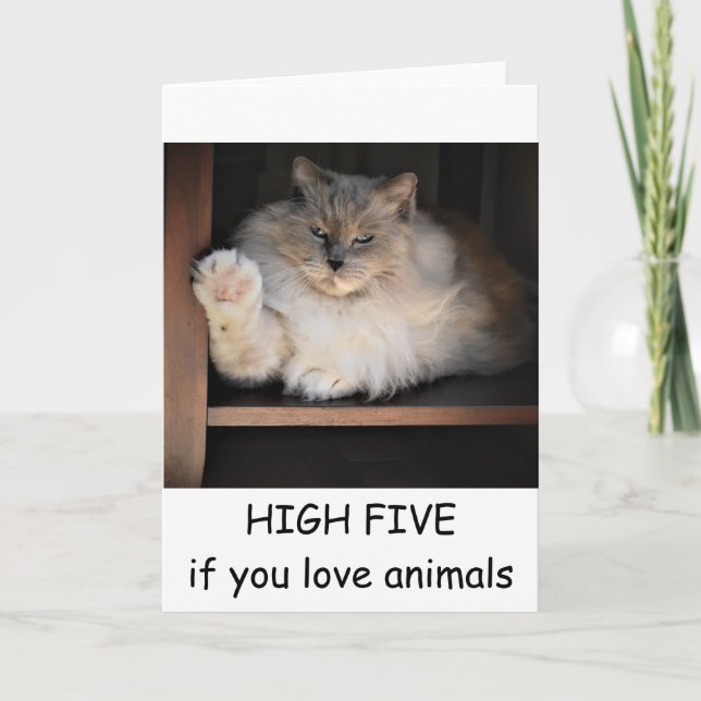 HIGH CINCO se você ama animais, cartão (Frente)