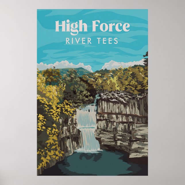 High Force Waterfall River Tees Travel Poster (Frente)