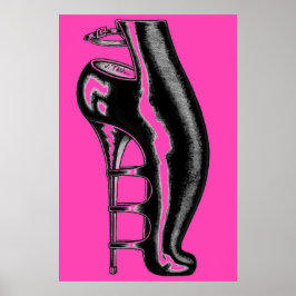 High Heeled Rubber Boot/Hot Pink Poster