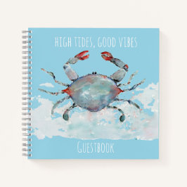 High Tides, Good Vibes Watercolor Crab Guestbook