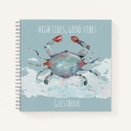 High Tides, Good Vibes Watercolor Crab Guestbook