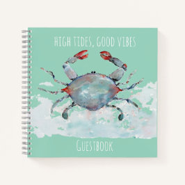 High Tides, Good Vibes Watercolor Crab Guestbook