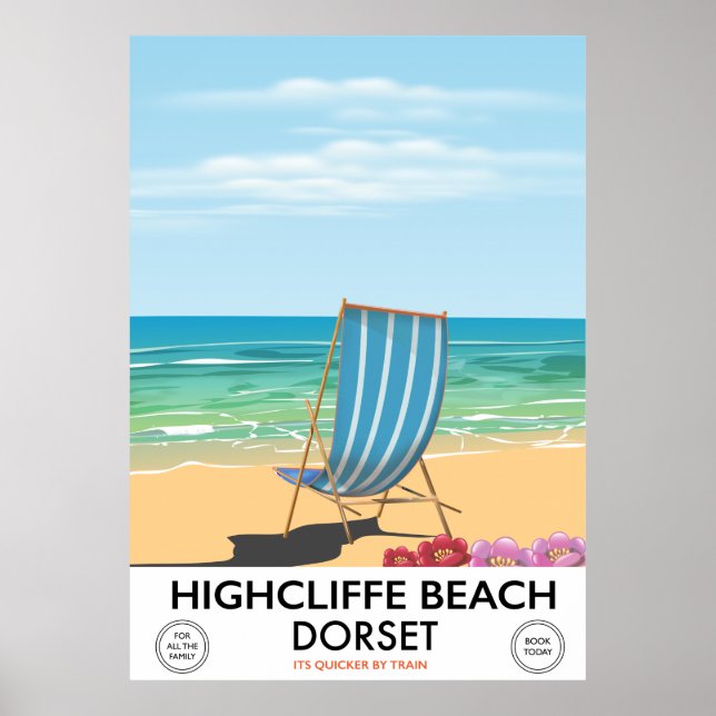 Highcliffe Beach, Dorset vintage poster (Frente)