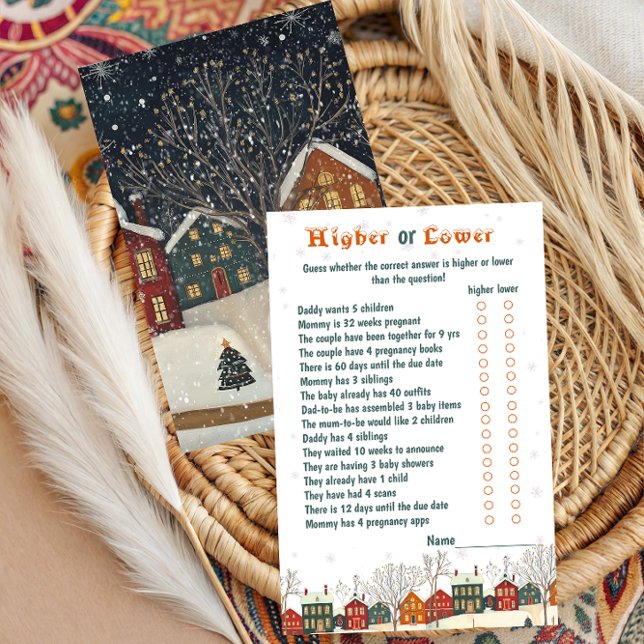 Higher or Lower Baby Shower Game Winter Snowy  (Criador carregado)