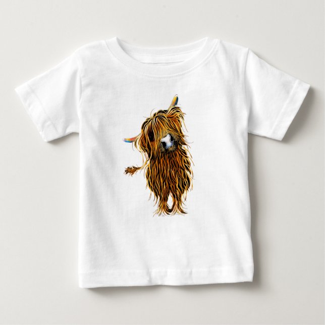 Highland Cow Impressão T-SHiRT ' CoooWeee ' (Frente)