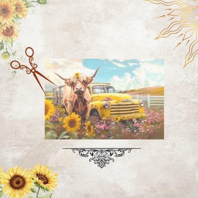 Highland Cow Sunflower Scrapbook Paper (Criador carregado)