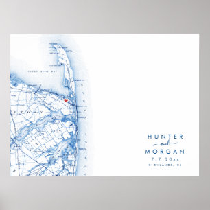 Highlands NJ Wedn Modern Map Guest Book Poster