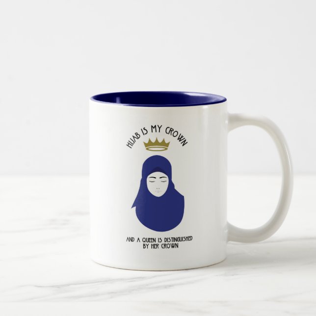 Hijab é minha coroa - caneca de café AZUL (Direita)