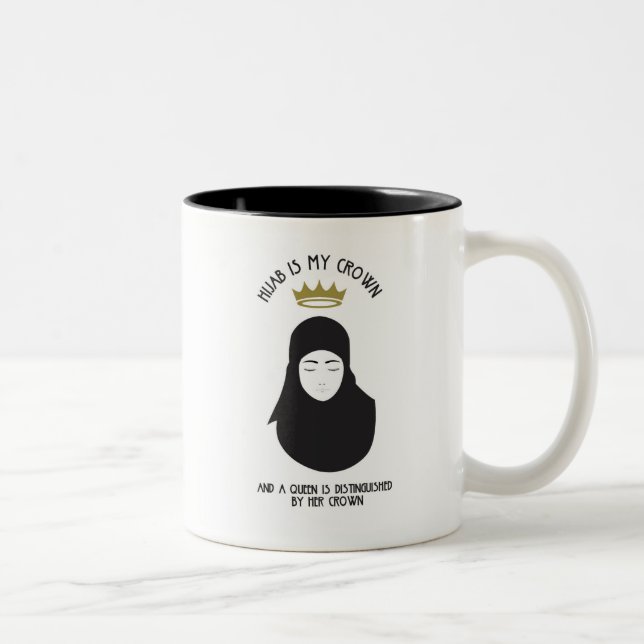 Hijab é minha coroa - caneca de café PRETO (Direita)