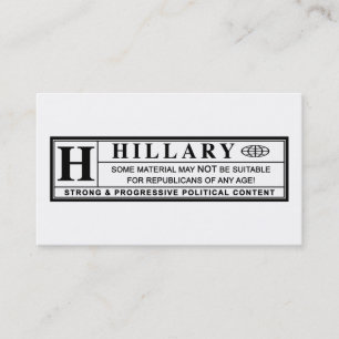 Hillary Clinton - etiqueta de aviso