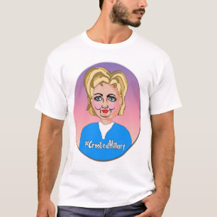 Hillary curvada, homem do t-shirt