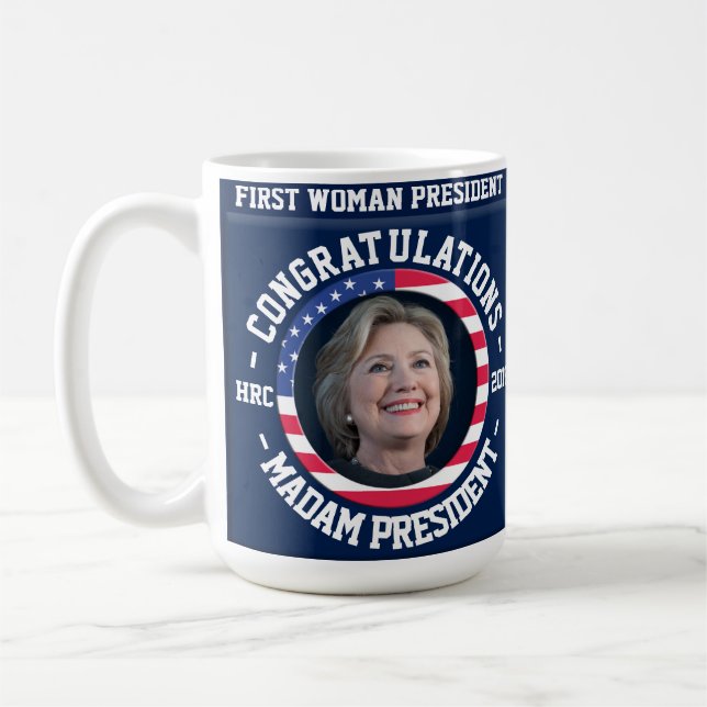 Hillary ganhou a eleição! Caneca da celebração (Esquerda)