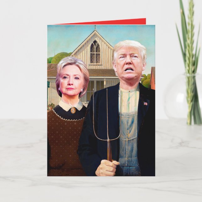 Hillary & Trump Cartão de Aniversário Politicament (Frente)