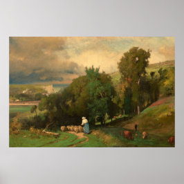 Hillside no Etretat, George Inness Fine Art Poster