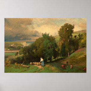 Hillside no Etretat, George Inness Fine Art Poster