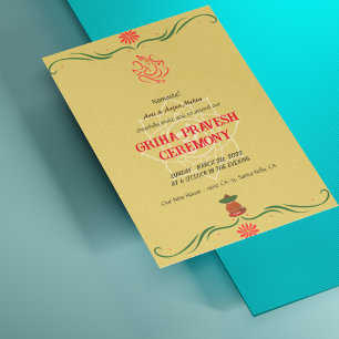 Hindu House Aquecendo Griha Pravesh Convite