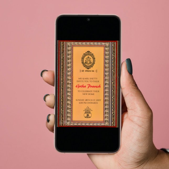 Hindu House Aquecendo Griha Pravesh Convite (Criador carregado)