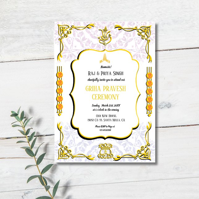 Hindu House Aquecendo Griha Pravesh Convite (Criador carregado)